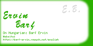 ervin barf business card